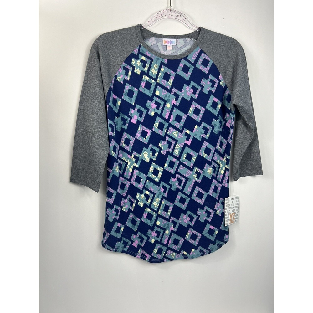LuLaRoe Women's Randy Shirt in Heathered‎ Blue, Grays  EXTRA SMALL  NWT